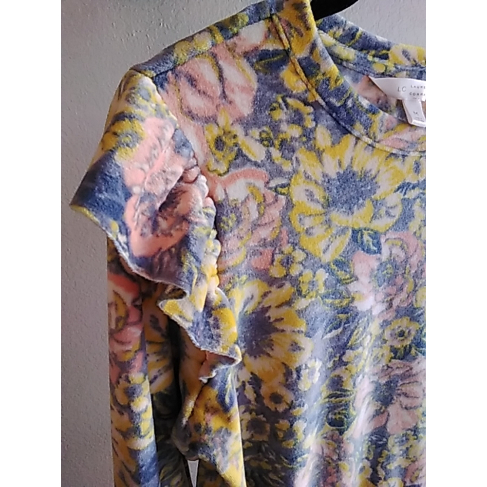 🛍  Women's LC Lauren Conrad Floral Print Sweatshirt Size M - Picture 2 of 9